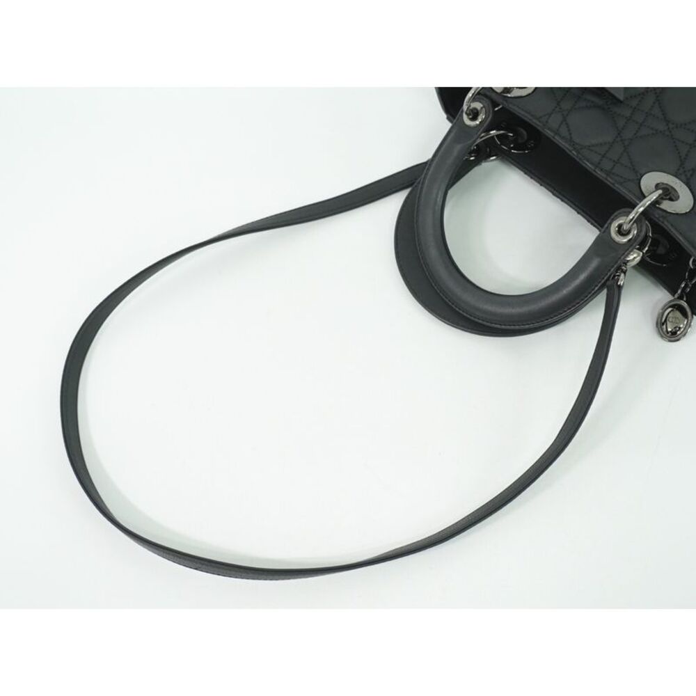Dior Lady Dior Black Leather Handbag (Pre-Owned) - Picture 3 of 10